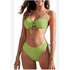 Zaful Womens 2 Piece Tie Front Cheeky Bikini Set Size S Sexy Beach Pool Vacation